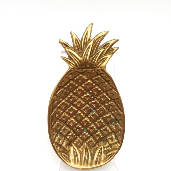 Trinket Dish Brass Pineapple Vintage Jewelry Coin Holder Peg Legs Patina - Picture 1 of 4